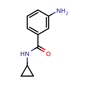 Chemical structure of 3-Amino-N-cyclopropylbenzamide , CAS 871673-24-4, AChemBlock P35602