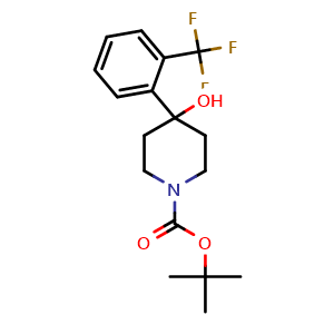 Chemical structure of 1-Boc-4-(2-trifluoromethylphenyl)-4-piperidinol , CAS 871112-34-4, AChemBlock P35612