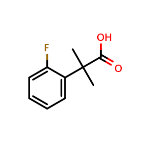 Chemical structure of 2-Fluoro-a,a-dimethyl-benzeneacetic acid , CAS 870849-49-3, AChemBlock P35615
