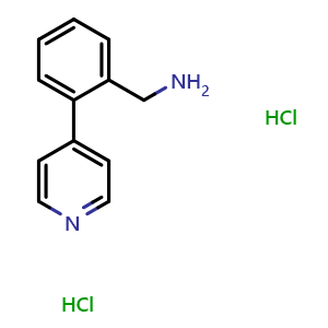 Chemical structure of 2-(4-Pyridinyl)benzenemethanamine dihydrochloride , CAS 870063-39-1, AChemBlock P35622