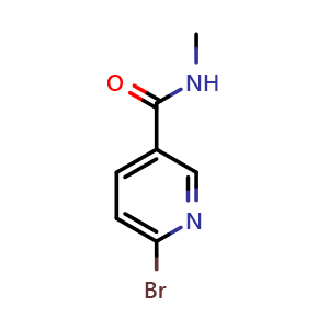 Chemical structure of 6-Bromo-N-methyl-3-pyridinecarboxamide , CAS 869640-48-2, AChemBlock P35629