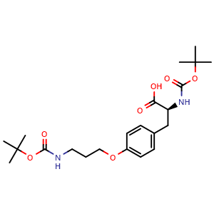 Chemical structure of N-Boc-O-(3-Boc-aminopropyl)-L-tyrosine , CAS 86937-03-3, AChemBlock P35631
