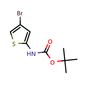 Chemical structure of 2-(Boc-amino)-4-bromothiophene , CAS 868387-45-5, AChemBlock P35646