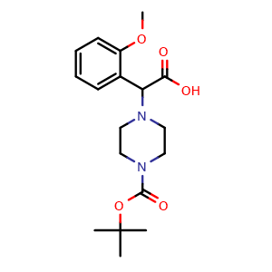 Chemical structure of a-(2-Methoxyphenyl)-4-Boc-1-piperazineacetic acid , CAS 868260-20-2, AChemBlock P35647