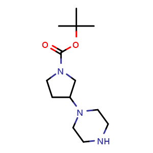 Chemical structure of 3-(1-Piperazinyl)-1-Boc-pyrrolidine , CAS 867265-71-2, AChemBlock P35667
