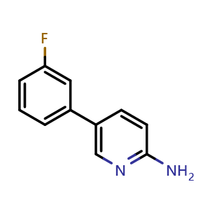 Chemical structure of 5-(3-Fluorophenyl)pyridin-2-ylamine , CAS 866620-27-1, AChemBlock P35672