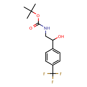 Chemical structure of N-Boc-b-hydroxy-4-trifluoromethylbenzenethanamine , CAS 864539-94-6, AChemBlock P35688