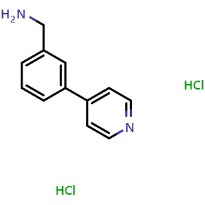 Chemical structure of 3-(4-Pyridinyl)benzenemethanamine dihydrochloride , CAS 864069-25-0, AChemBlock P35696