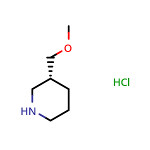 Chemical structure of (3R)-3-(Methoxymethyl)-piperidine hydrochloride , CAS 863635-98-7, AChemBlock P35700