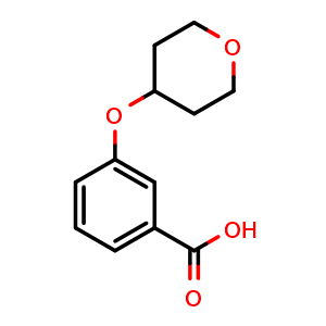 Chemical structure of 3-(Tetrahydropyran-4-yloxy)benzoic acid , CAS 862088-66-2, AChemBlock P35715