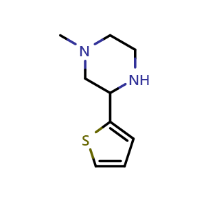 Chemical structure of 1-Methyl-3-(2-thienyl)-piperazine , CAS 85803-52-7, AChemBlock P35740
