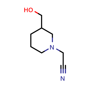 Chemical structure of 3-(Hydroxymethyl)-1-piperidineacetonitrile , CAS 857636-98-7, AChemBlock P35742