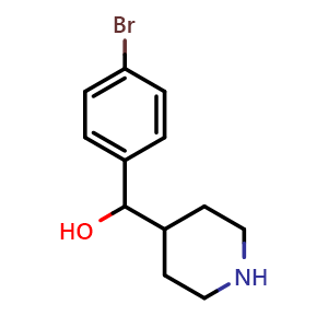 Chemical structure of a-(4-Bromophenyl)-4-piperidinemethanol , CAS 856932-63-3, AChemBlock P35746