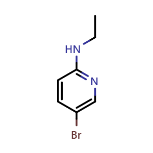 Chemical structure of 5-Bromo-N-ethyl-2-pyridinamine , CAS 856850-36-7, AChemBlock P35747