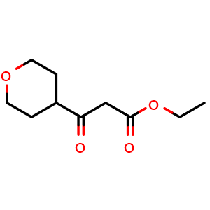 Chemical structure of Ethyl 3-oxo-3-(tetrahydro-2H-pyran-4-yl)propanoate , CAS 856414-68-1, AChemBlock P35751