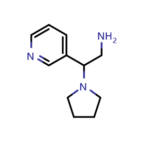 Chemical structure of b-1-Pyrrolidinyl-3-pyridineethanamine , CAS 855659-43-7, AChemBlock P35758