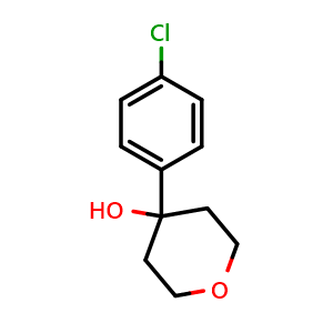 Chemical structure of 4-(4-Chlorophenyl)-tetrahydro-2H-pyran-4-ol , CAS 853886-95-0, AChemBlock P35773