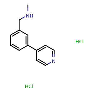 Chemical structure of N-Methyl-3-(4-pyridinyl)benzylamine dihydrochloride , CAS 852180-67-7, AChemBlock P35786