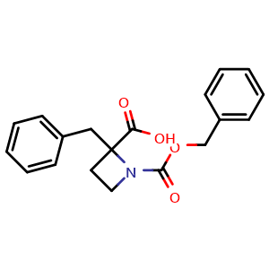 Chemical structure of 1-Cbz-2-benzyl-2-azetidinecarboxylic acid , CAS 849919-57-9, AChemBlock P35815