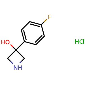 Chemical structure of 3-(4-Fluorophenyl)-3-azetidinol hydrochloride , CAS 848392-23-4, AChemBlock P35829