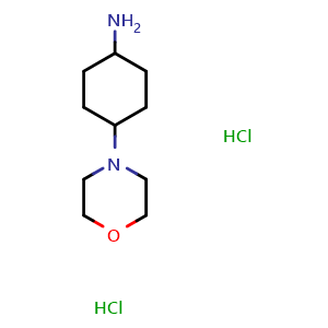 Chemical structure of 4-(4-Morpholinyl)-cyclohexanamine dihydrochloride , CAS 2664002-89-3, AChemBlock P35833