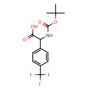 Chemical structure of N-Boc-2-(4-Trifluoromethylphenyl)-glycine , CAS 847147-40-4, AChemBlock P35838