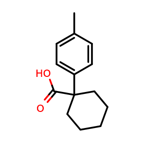 Chemical structure of 1-(4-Methylphenyl)cyclohexanecarboxylic acid , CAS 84682-27-9, AChemBlock P35839