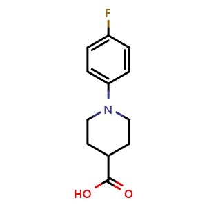 Chemical structure of 1-(4-Fluorophenyl)-4-piperidinecarboxylic acid , CAS 845827-16-9, AChemBlock P35845