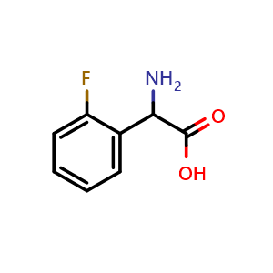 Chemical structure of 2-(2-Fluorophenyl)glycine , CAS 84145-28-8, AChemBlock P35865