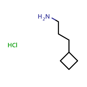 Chemical structure of Cyclobutanepropanamine hydrochloride , CAS 840488-96-2, AChemBlock P35867