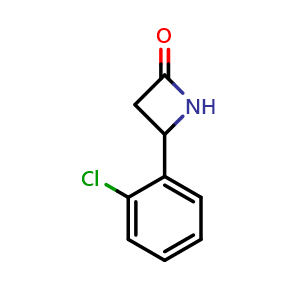 Chemical structure of 4-(2-Chlorophenyl)-2-azetidinone , CAS 83716-63-6, AChemBlock P35883