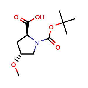Chemical structure of (4R)-1-Boc-4-methoxy-L-proline , CAS 83624-01-5, AChemBlock P35889