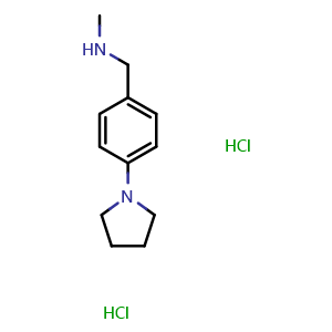 Chemical structure of N-Methyl-N-(4-pyrrolidin-1-ylbenzyl)amine dihydrochloride , CAS 823188-79-0, AChemBlock P35918
