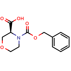 Chemical structure of (S)-4-Cbz-morpholine-3-carboxylic acid , CAS 819078-65-4, AChemBlock P35931