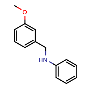 Chemical structure of 3-Methoxy-N-phenylbenzylamine , CAS 81308-21-6, AChemBlock P35949