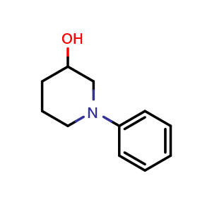 Chemical structure of 1-Phenyl-3-piperidinol , CAS 80710-25-4, AChemBlock P35976
