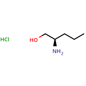 Chemical structure of (2R)-2-Amino-1-pentanol hydrochloride , CAS 80696-30-6, AChemBlock P35977