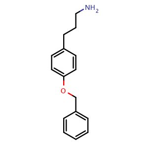 Chemical structure of 4-(Benzyloxy)-benzenepropanamine , CAS 80603-16-3, AChemBlock P35981
