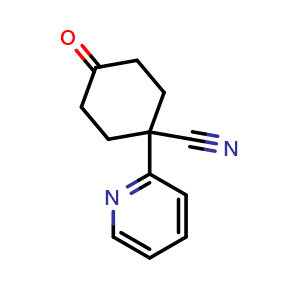 Chemical structure of 4-Cyano-4-(2-pyridinyl)cyclohexanone , CAS 80139-11-3, AChemBlock P35995