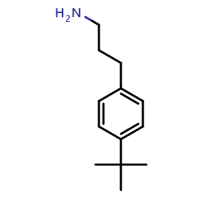Chemical structure of 3-(4-(tert-Butyl)phenyl)propan-1-amine , CAS 800395-53-3, AChemBlock P35997
