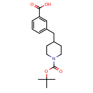 Chemical structure of 1-Boc-4-[(3-carboxyphenyl)methyl]piperidine , CAS 799283-53-7, AChemBlock P36000