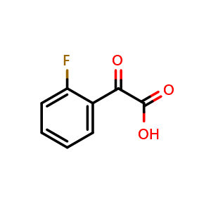 Chemical structure of 2-Fluoro-a-oxo-benzeneacetic acid , CAS 79477-86-4, AChemBlock P36020