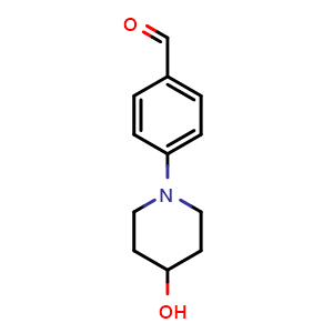 Chemical structure of 4-(4-Hydroxypiperidin-1-yl)benzaldehyde , CAS 79421-44-6, AChemBlock P36023
