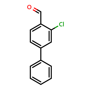Chemical structure of 3-Chloro-biphenyl-4-carboxaldehyde , CAS 79213-60-8, AChemBlock P36028