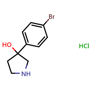 Chemical structure of 3-(4-Bromophenyl)-3-pyrrolidinol hydrochloride , CAS 791009-96-6, AChemBlock P36037