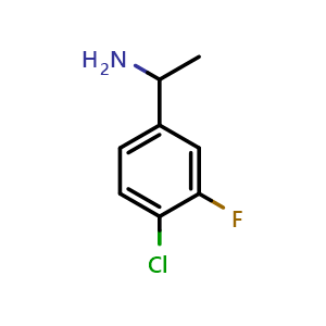 Chemical structure of 1-(4-Chloro-3-fluorophenyl)ethanamine , CAS 787633-87-8, AChemBlock P36050