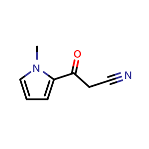 Chemical structure of 3-(1-Methyl-1H-pyrrol-2-yl)-3-oxopropionitrile , CAS 77640-03-0, AChemBlock P36103