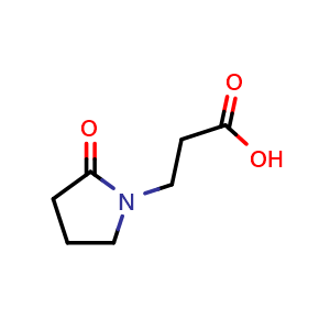 Chemical structure of 2-Oxo-1-pyrrolidinepropanoic acid , CAS 77191-38-9, AChemBlock P36142