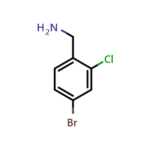 Chemical structure of 4-Bromo-2-chloro-benzylamine , CAS 771574-32-4, AChemBlock P36148
