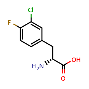 Chemical structure of 3-Chloro-4-fluoro-D-phenylalanine , CAS 769113-73-7, AChemBlock P36160